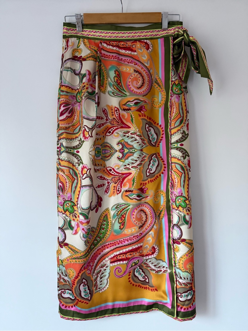 Elie Tahari Multi-Color Paisley Midi Skirt — Cream, Yellow, Pink, Green
